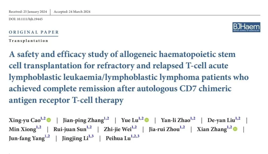 Academic Breakthrough | Lu Daopei Medical Team Publishes Groundbreaking Clinical Study in the British Journal of Haematology